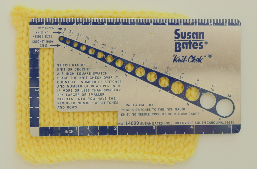 How to measure a swatch using a standard gauge tool